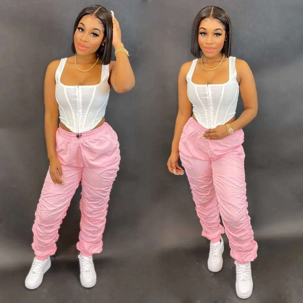 GrlStax Solid Stacked Summer Trousers