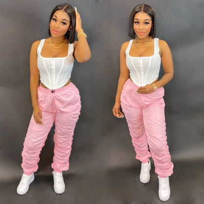 GrlStax Solid Stacked Summer Trousers